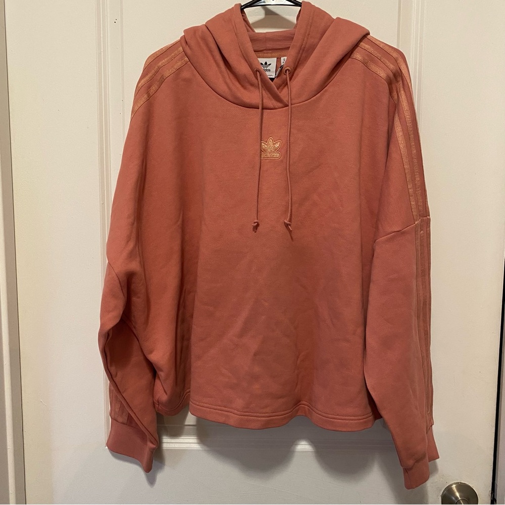 adidas Women's Dusty Rose Hoodie with Gold Trefoil